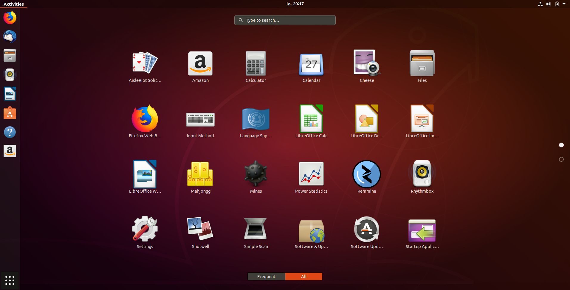 Ubuntu application menu