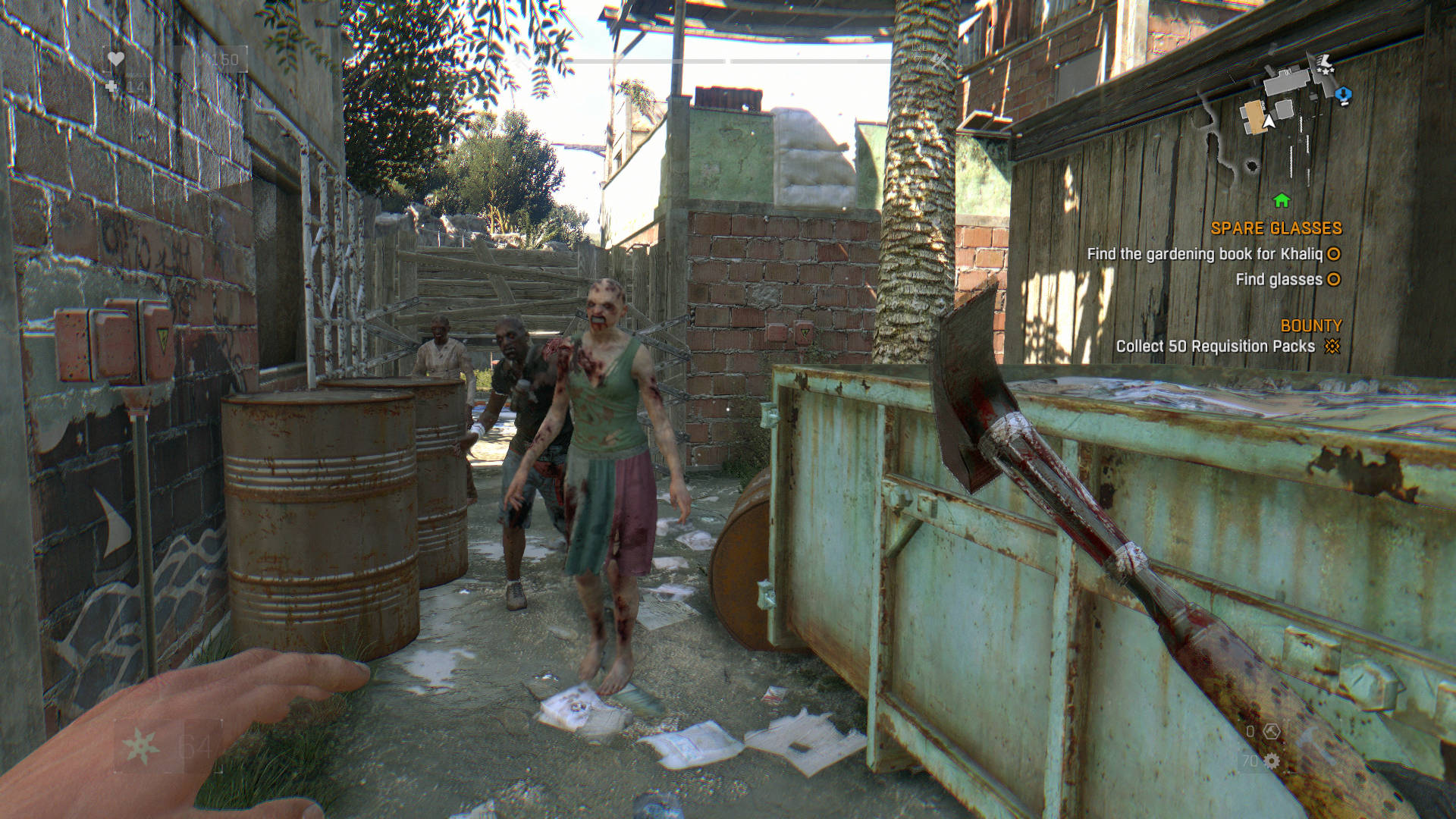 Zombies approaching in a back alley