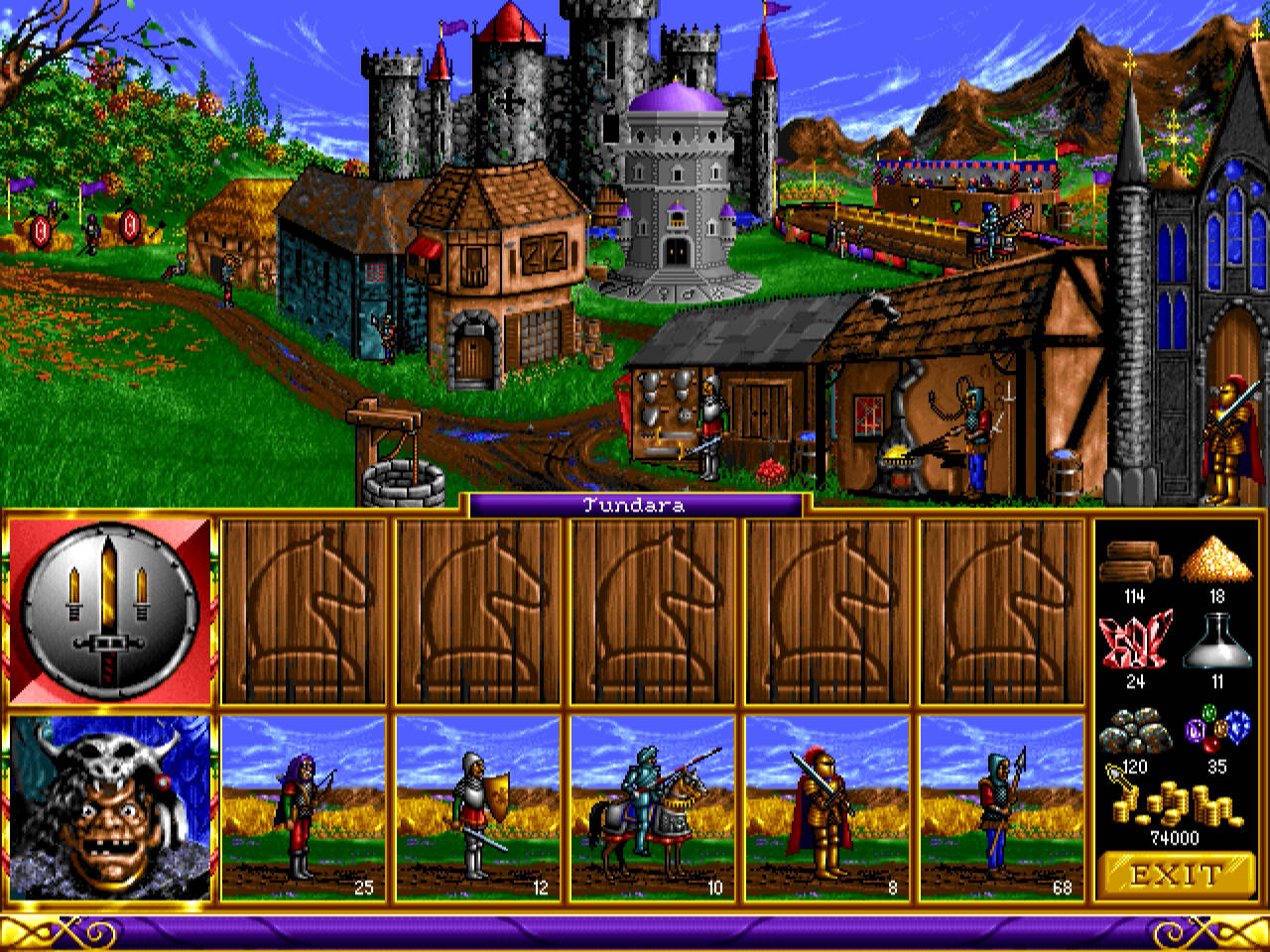 Town screen, inside the Knight town