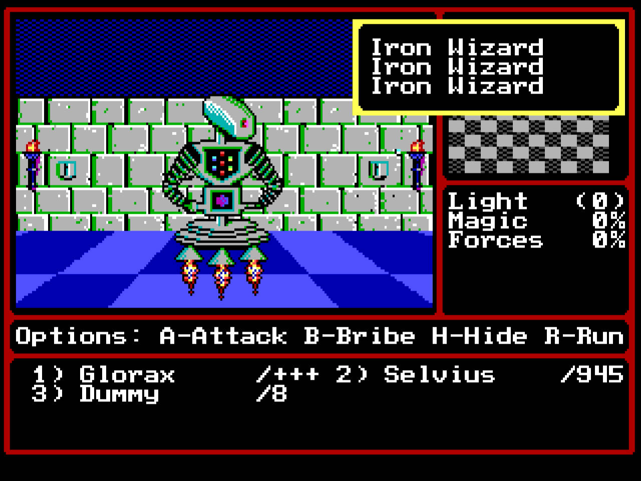 Fighting a robotic enemy called Iron Wizard