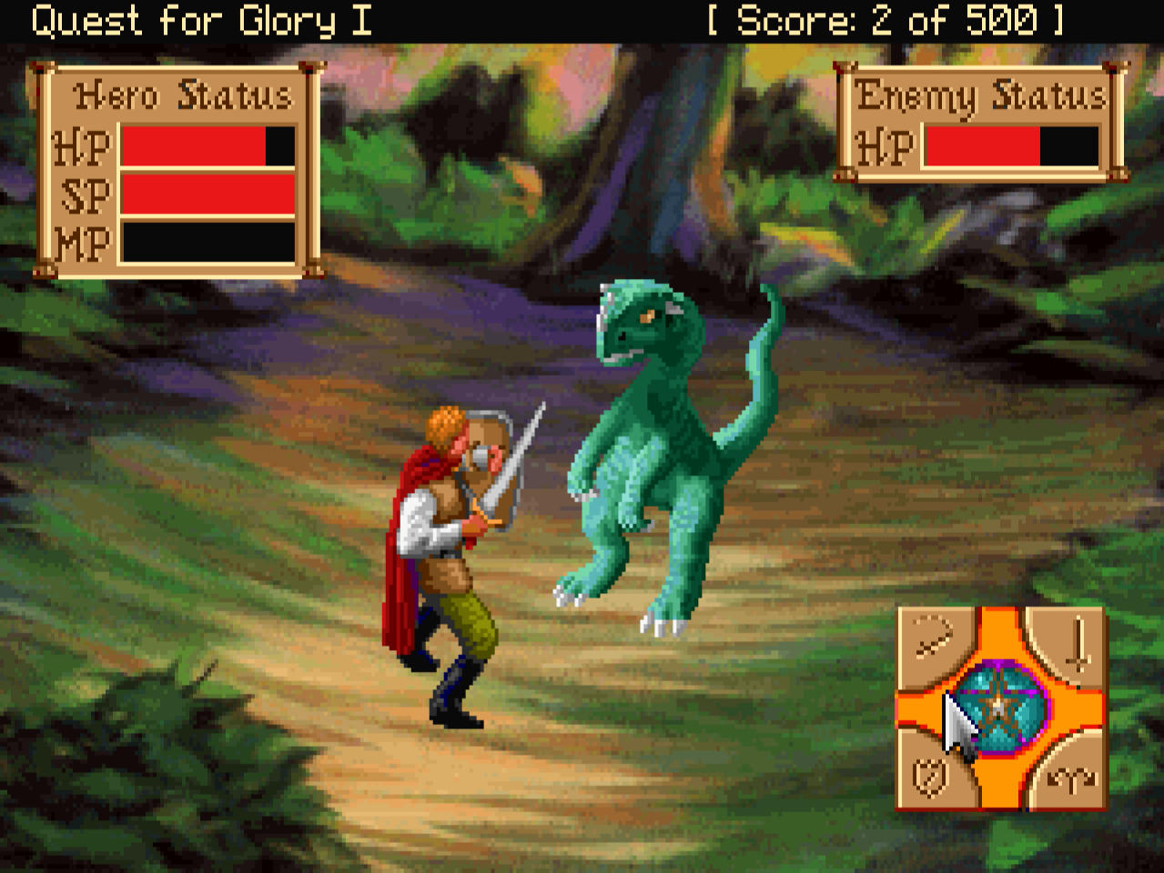 The Hero in combat in the VGA version